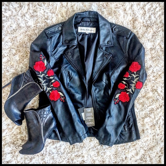 Sebby Jackets & Blazers - BNWT Sebby Faux Leather Embroidered Jacket